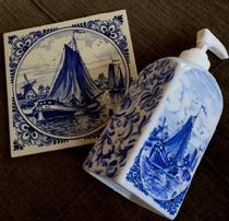 Custom painted and fired porcelain soap dispenser