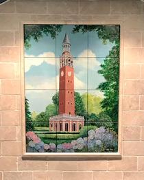 custom hand-painted and fired tile mural installed