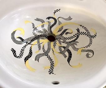 custom Hand-Painted Swirling Ribbon Design