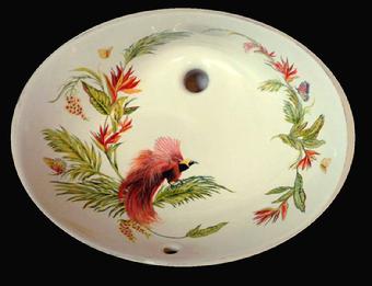 Hand-painted custom sink Bird of Paradise