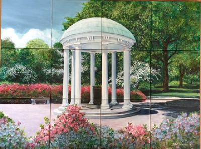UNC Wishing Well Custom Hand-Painted Tile Mural